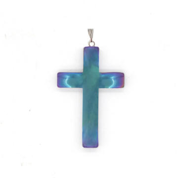 Mode de gros bijoux ethniques irisée hématite Croix pendentif avec Clip Toggle